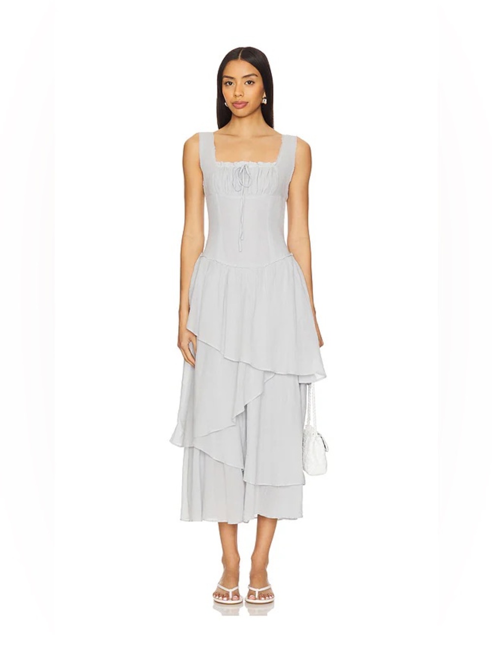 Free People In My Dreams Midi Dress in Pearl Blue Size Large